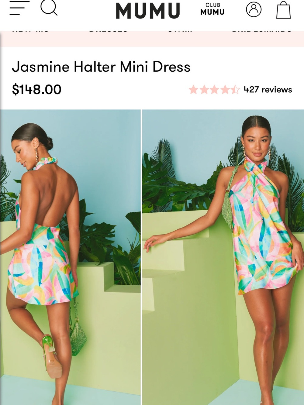Show Me Your MuMu Jasmine Halter Mini Dress in Pastel Multi